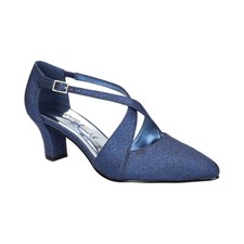 Women's Easy Street Elegance Cross Strap Front Pumps Navy Glitter