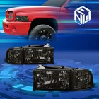 For 94-02 Dodge Ram 1500-3500 Smoked/Clear Headlights+Corner Lamps Replacement