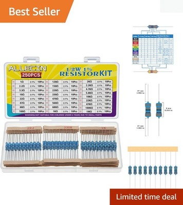 Comprehensive 25 Value Resistor Kit - 1/2W Metal Film Resistors for DIY Projects