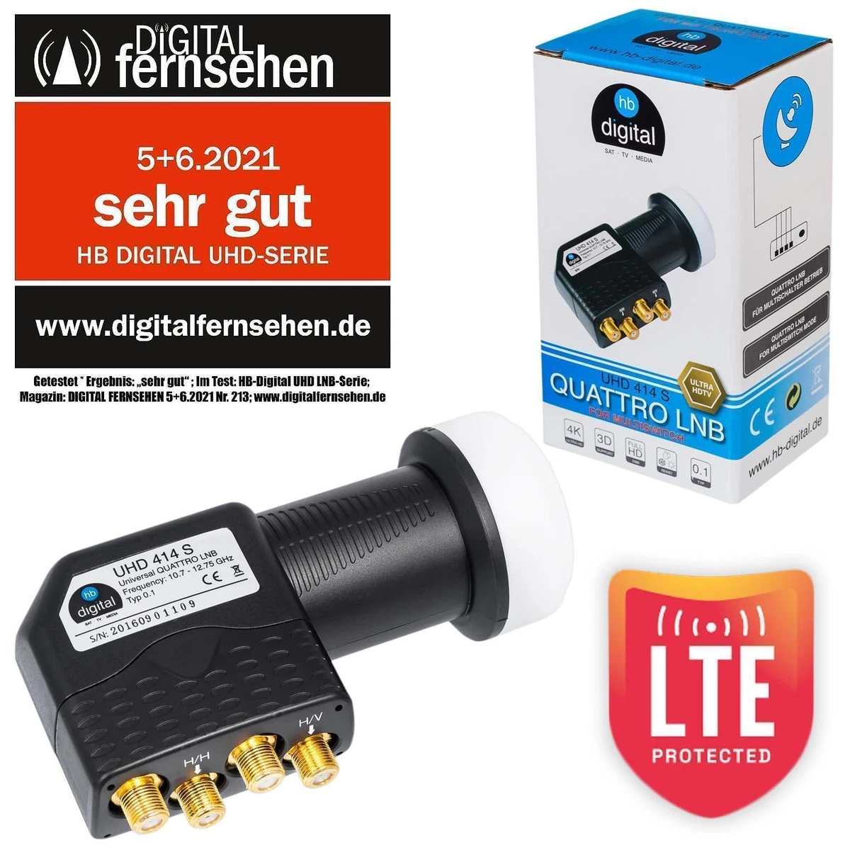Interruptor múltiple 5/12 12 participantes Multiswich SAT distribuidor Quattro LNB HD