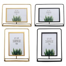 Metal Floating Picture Frame Simple Art DIY Brass Desk Geometric Photo Display