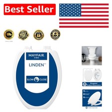 Linden Slow-Close Elongated Toilet Seat - Heavy Duty Wood, Easy Install, White
