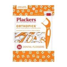 Plackers Orthopick Flosser for Braces, 36 Count (Pack of 2)