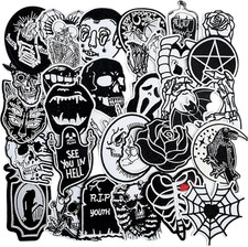 Goth Embroidered Patches for Clothing: 30PCS Cool Iron on Patch Skull Rose Sew o
