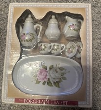 PORCELAIN FLORAL PARTY TEA SET FOR CHILDS MINIATURE BY GREENBRIER INT'L INC.