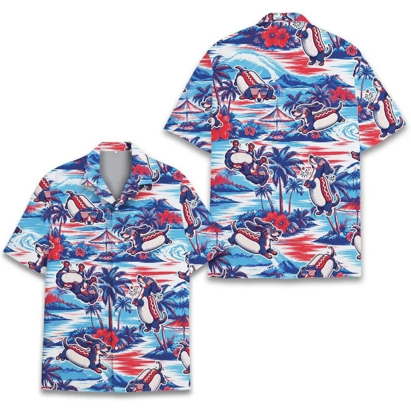 Cute Dog Hawaiian Shirt Adult Youth, Funny Beach Party Dog Aloha Shirt