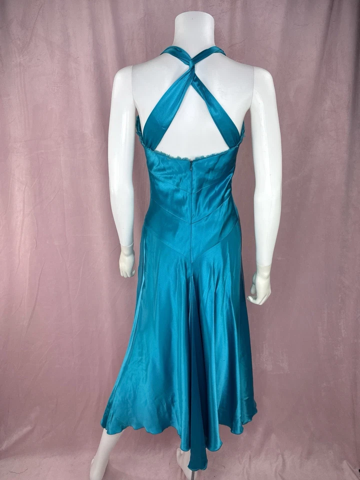 Vestido midi asimétrico de hadas azul de colección años 90 Y2K Cache para mujer talla 8 caprichoso Foto 3 de 4