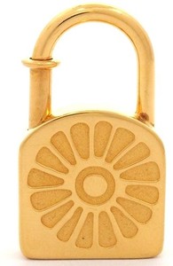 Authentic Hermes Le Soleil Cadena Padlock Charm 1994 Sunflower Gold Plated Authentic
