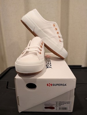 Superga 2750 Cotu Classic Canvas Sneakers Women's Size 6 - White / Rose Gold