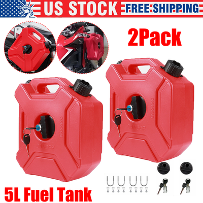 #ad 2Pack Portable 5L Gas Fuel Tank Petrol Storage Can For ATV UTV Motorcycle Car $51.98