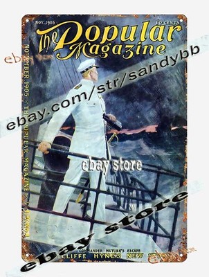 1905 Popular Magazine Ship Deck Adventure Cover Tin Sign home decor sites