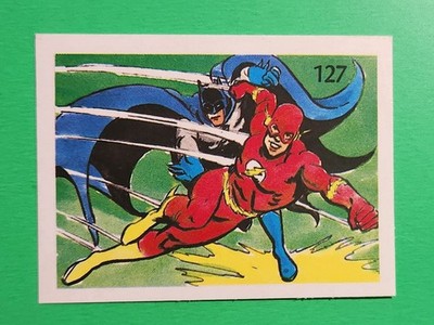 #127 BATMAN FLASH 1986 DC Comics SUPER-FRIENDS Reyauca Sticker/Card Venezuela
