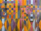 Contemporary Geometric Shapes Abstract Acrylic Painting Modern Art Wall Hanging