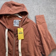 Jungmaven hemp cotton zip hoodie rust orange casual essential mens small