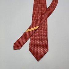 ERMENEGILDO ZEGNA Men's Tie Orange Geometric Width: 3.50" Length: 59"