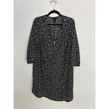 Lane Bryant Womens Black White Polka Dot Half Zip Shift Dress Plus Size 20
