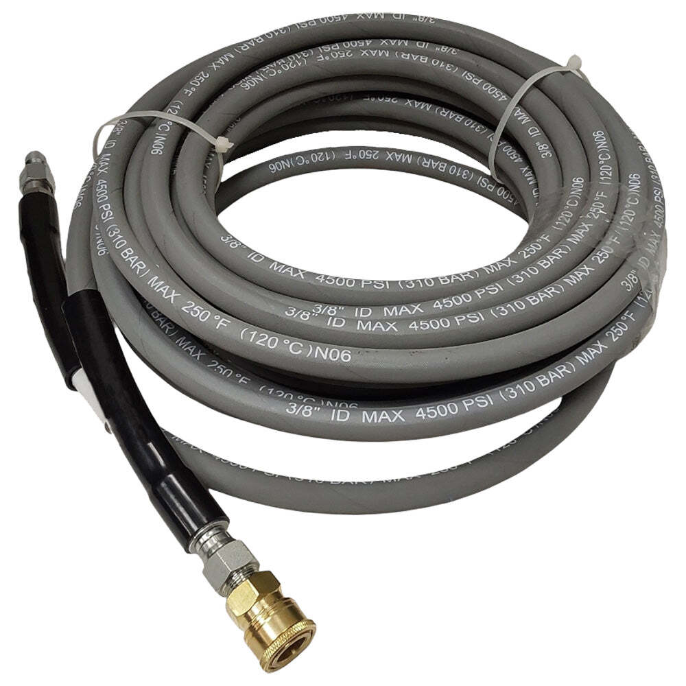 Proven Part 50ft. 3/8" Pressure Washer Hose 4500PSI Gray With Quick Connects