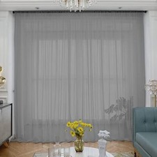 Sheer Curtains Inches Long Window Sheer Curtain 2 52 W x 84 L  2 Pcs Grey