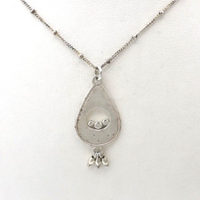 Sterling Silver Teardrop Pendant Beaded Curb Link Necklace Sundance Style 16in