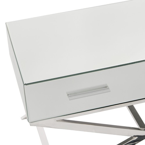 Mirrored Coffee Silver Glass Table Cross Legs Living Room Small Side Table - Picture 7 of 7