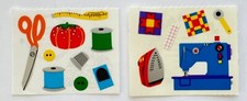   rare Vintage 90s SEWING STICKERS SET Mrs Grossmans machine quilting scissor