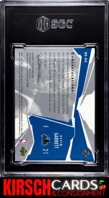 Kevin Garnett 2003-04 Upper Deck Black Diamond #BD-KG Single Jersey SGC 8.5 - Image 2 of 2