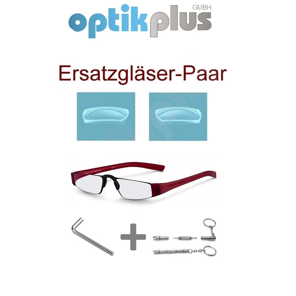 Ersatzgläser für Porsche Design P8801 Lesebrille + Sechskant + Schraubendreher