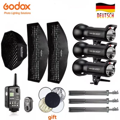 3*Godox SK400II 2.4G 400W Studio Blitz Blitzgerät + Bowens Softbox + XT-16 Set - Bild 1 von 4
