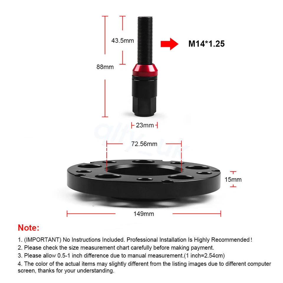 M14x1.25 Hubcentric Wheel Spacers 72.56mm Tapered Bolts For BMW F Series F10 F12 - Image 2 of 4