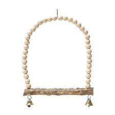 Wooden Bird Swings Training Toy with Hanging Bell for Cockatiels Parakeets Cage