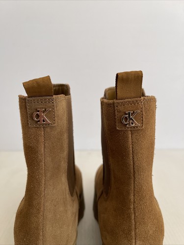 NEW Calvin Klein Women's Nevia Chelsea Wedge Ankle Boot - Cognac Suede - 8.5 M - Picture 8 of 11