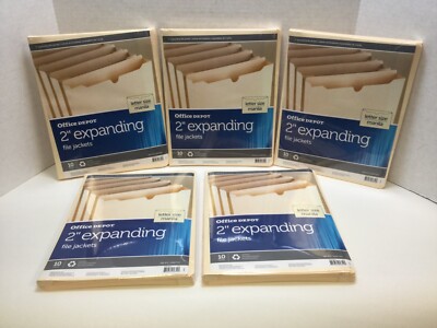 Office Depot Manila File Jackets, 2'' Expansion, Letter, 50 Total File Jackets!