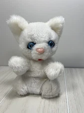 Etone small vintage plush beanbag white cat 1978 blue eyes