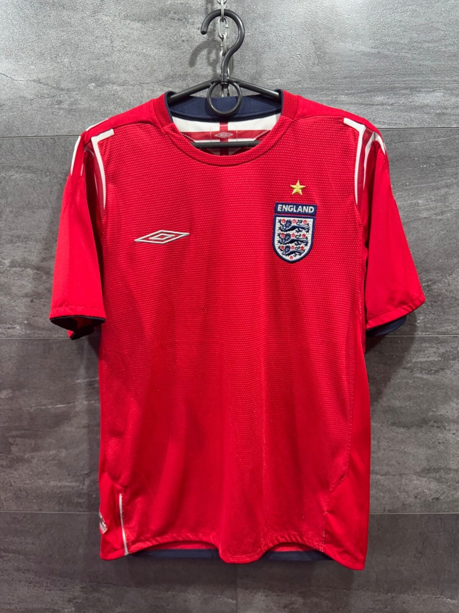 04/06 UMBRO × ENGLAND Away Game Shirts England Football Shirt Soccer Jersey 2004-06 Away Shirt Red