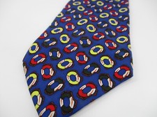 GAP Mens Neck Tie Blue Silk Life Savers Boating Rings USA Made