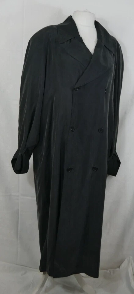 ALBA MODA 100% SEIDE Luxus Mantel Trenchcoat Grau-Anthrazit Edel Größe 50/52 TOP - Bild 3 von 4