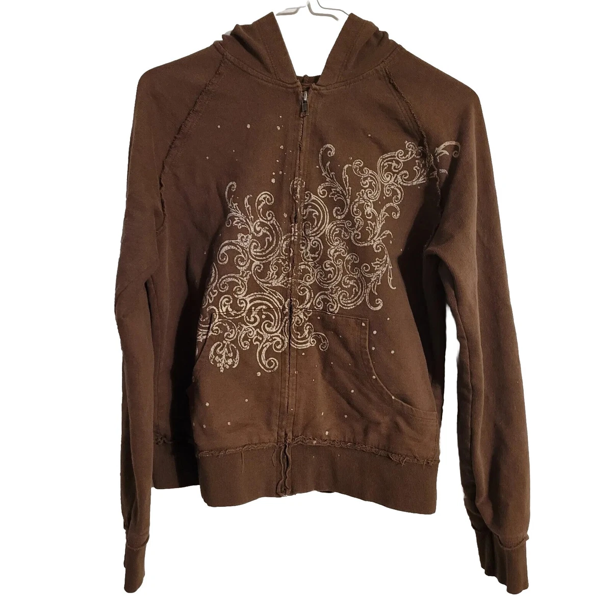 Mossimo Supply Co Hoodie Size XL Brown Hoodie Full Zip Up Filigree Design