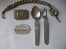 NVA Sch&uuml;tzenschnur Koppelschloss Erkennungsmarke Feldbesteck Militaria um 1962
