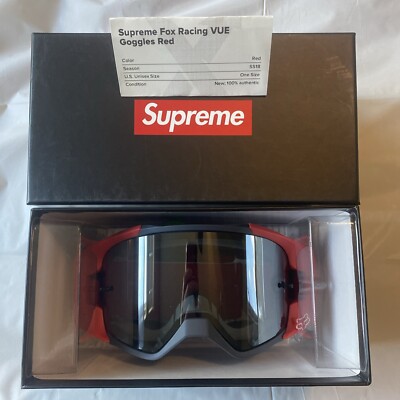 Supreme AUTHENTIC Fox Racing VUE Goggles SS18 Red | Black Lens