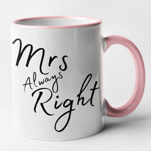 Couple Mug Set Mr Right & Mrs Always Right Mug Set Anniversary Funny Engagement - Picture 4 of 11