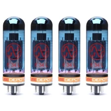 Quad of JJ E34L Blue Glass Power Vacuum Tube