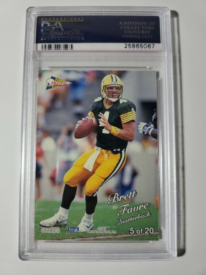 1993 Pacific Prism Brett Favre #5 GOLD PRISM INSERT graded PSA 8 card POP 3 - Image 2 of 2