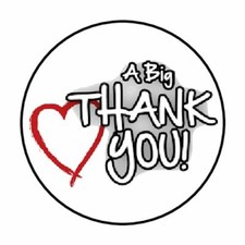 48 BIG THANK YOU HEART ENVELOPE SEALS LABELS STICKERS 1.2" ROUND