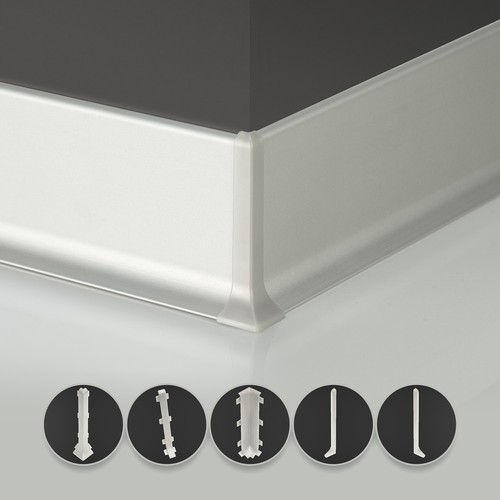 Alu 2,5m Sockelleisten silber eloxiert ab 59mm Zubehör Fussleisten Aluminium - Bild 3 von 12