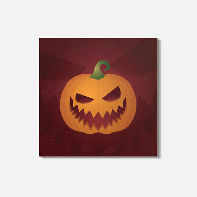 Pumpkin Smile Halloween Evil Grin 4'' X 4'' Square Wooden Coaster