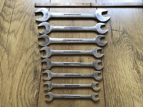 8 Vintage Bedford Whitworth Spanners 3/4” to 1/8"W. No 5.