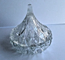 Gorgeous Chocolate Kiss Shape Clear Cut Glass Candy Dish with Lid