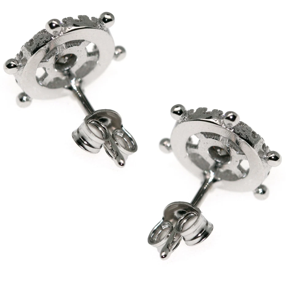 orecchini vero argento 925 punto luce cipollino zirconi timone marino nautica - Immagine 4 di 4