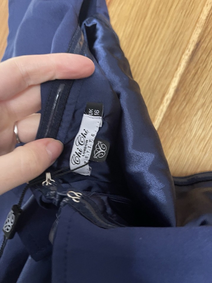 Chi Chi London Navy Blue Dress Wedding Guest New With Tags Size 16