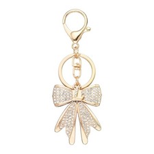 Sparkly Rhinestone Bow Keychain, Cute Butterfly Key Chain, Gold Letter l